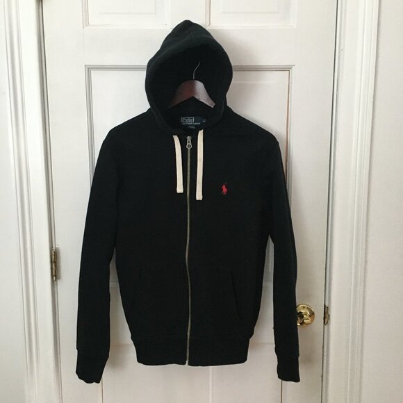 COPY - Polo Ralph Lauren Zip Hoodie Thermal Hood Black - Picture 1 of 5